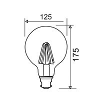 G125 LED Filament Dimmable Globes Frosted Diffuser (8W)