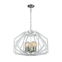 GAMBA: Industrial White Rustic Wide Angular Cage Pendant Light