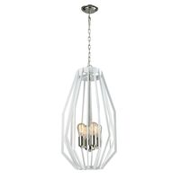 GAMBA: Industrial White Rustic Narrow Angular Cage Pendant Light