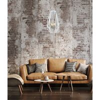 GAMBA: Industrial White Rustic Narrow Angular Cage Pendant Light