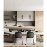 HUECA: Interior Double Cylinder Ribbed with Segment Pendant Lights