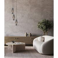 HUECA: Interior Double Cylinder Ribbed with Segment Pendant Lights