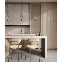 HUECA: Interior Double Cylinder Ribbed with Segment Pendant Lights