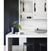 IDA: Interior Iron & Blonde Wood Tube Pendant Lights