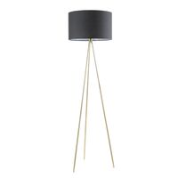JAMBES: Drum Shade with Antique Brass Tripod Floor Lamps