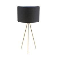JAMBES: Drum Shade with Antique Brass Tripod Table Lamps