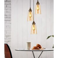 JEREZ: Bronze Amber/ Smokey Black Ellipse Glass Flat Top Pendant Lights