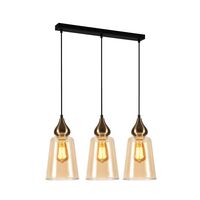 JEREZ: Bronze Amber/ Smokey Black Ellipse Glass Flat Top Pendant Lights