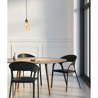 JEREZ: Modern Bronze Amber / Smokey Black Ellipse Glass Flat Top Pendant Lights