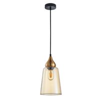 JEREZ: Modern Bronze Amber / Smokey Black Ellipse Glass Flat Top Pendant Lights