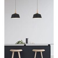 NORDIC: Modern Scandinavian Medium Dome Shape Steel & Wood Pendant Lights