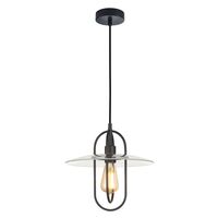 PAPILLON: Interior Oblong Iron with Glass Coolie Pendant Lights