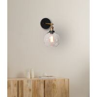 PESINI: Interior Swing Arm Glass with Antique Brass/ Chrome Highlight Wall Lights