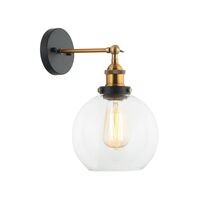 PESINI: Interior Swing Arm Glass with Antique Brass/ Chrome Highlight Wall Lights