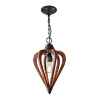 SENORITA: Rustic Small Tuscan Coffee Cherry / Winter Moss Wood Pendant Light