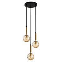TRATTINO: Interior Bronze Amber / Smokey Black Spherical Glass Multiple Round Base Pendant Lights
