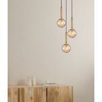 TRATTINO: Interior Bronze Amber / Smokey Black Spherical Glass Multiple Round Base Pendant Lights
