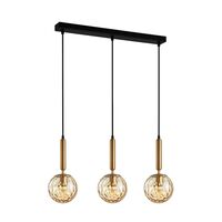 TRATTINO: Interior Bronze Amber /Smokey Black Spherical Glass Multiple Bar Base Pendant Lights