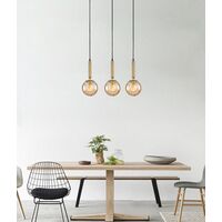 TRATTINO: Interior Bronze Amber /Smokey Black Spherical Glass Multiple Bar Base Pendant Lights