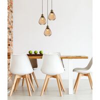 TULIP: Interior Bronze Amber / Smokey Black Wine Glass Ribbed Multiple Round Base Pendant Lights