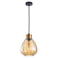 TULIP: Interior Bronze Amber / Smokey Black Wine Glass Ribbed Pendant Lights