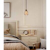 TULIP: Interior Bronze Amber / Smokey Black Wine Glass Ribbed Pendant Lights