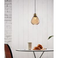 TULIP: Interior Bronze Amber / Smokey Black Wine Glass Ribbed Pendant Lights