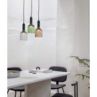 VINTAJ: Retro Interior Ellipse Shape Ribbed Glass Pendant Lights