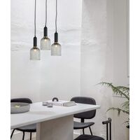 VINTAJ: Retro Interior Ellipse Shape Ribbed Glass Pendant Lights