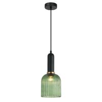 VINTAJ: Retro Interior Ellipse Shape Ribbed Glass Pendant Lights