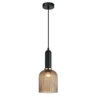 VINTAJ: Retro Interior Ellipse Shape Ribbed Glass Pendant Lights