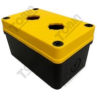 PB Al Enclosure 2 Hole | Durable ABS Plastic | Yellow Lid & Black Base | by Tobin