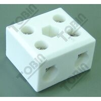 Porcelain Terminal Block 2 Wire Connect | 30A Current Rating | Durable Ceramic Construction | by Tobin
