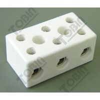 Terminal Block Porcelain 3 Wire Connect | 30A Current Rating | Durable Ceramic Construction | High Heat Resistance | by Tobin
