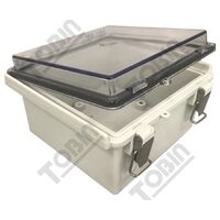 Polycarbonate Enclosure Box | IP66 Rated | Grey Body & Clear Hinged Lid | by Tobin