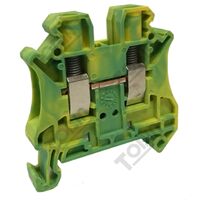 UT Terminal Single Level Earth 6mmpe | 1 In/1 Out | Corrosion Resistant Metal | DIN Rail Mount | by Tobin