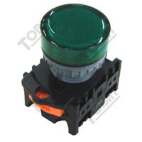 Pilot Light 22mm Hole BA9 Mount | 240V AC | Green LED | by Tobin
