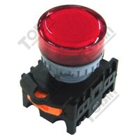 Pilot Light 22mm Hole BA9 Mount | 240V AC | Red LED Indicator | by Tobin