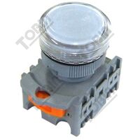 Pilot Light 22mm Hole BA9 | 24V AC/DC | White LED | Long-Life Technology | by Tobin