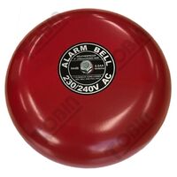 240VAC Red Warning Bell | 8 Inch Diameter | 95 dB Sound Output | Low 37mA Current | by Tobin