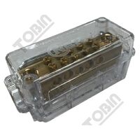 Clear Link 350A 7 Hole Electrical Termination | Supports 2x150mm² & 2x50mm² | Clear Insulation | by Tobin