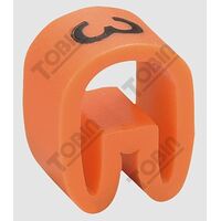 Cable Marker 3 Orange | High Visibility | Durable Plastic | Suitable for 0.75-1mm² Cables | by Tobin