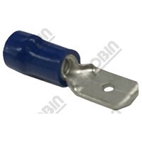 Quick Con Blue Male Connector | 1.5-2.5mm Cable Compatibility | 6.3 x 0.8mm Size | Pack of 100 | by Tobin