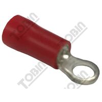 Ring Terminal Red 0.5-1.5mm | 3.7mm Stud | 19A Current Rating | Pack of 100 | by Tobin