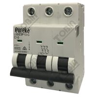 MCB EUREKA 3 Pole 10A C Curve Circuit Breaker | 6kA Breaking Capacity | by Tobin
