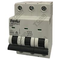 MCB EUREKA 3 Pole Miniature Circuit Breaker | 32A Current Rating | C Curve Trip | 6kA Breaking Capacity | by Tobin