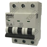 MCB EUREKA 3 Pole 40A D Curve Circuit Breaker | 6kA Breaking Capacity | by Tobin