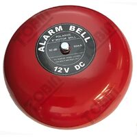 12VDC Red Warning Bell | 6 Inch Diameter | 93 dB Sound Output | IP44 Rated | by Tobin
