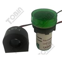 Ammeter-Voltmeter 22mm | 0-100A Current & 50-500VAC Voltage | Green Display | by Tobin