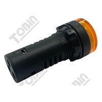 22mm Amber Pilot Light with Test Diode | 24V AC/DC | LED Indicator | by Tobin